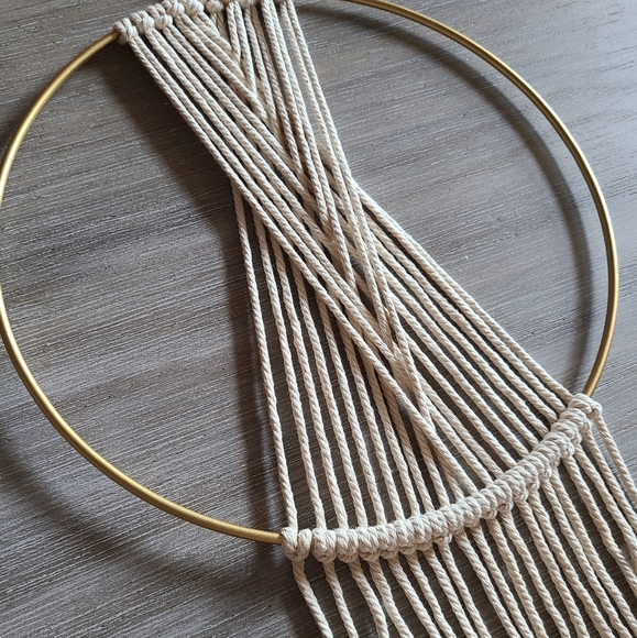 Macrame Geometric Wall Decor Hanging Hoop - Picture 4 of 7